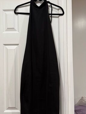 enough about me... Black Halter Midi Dress